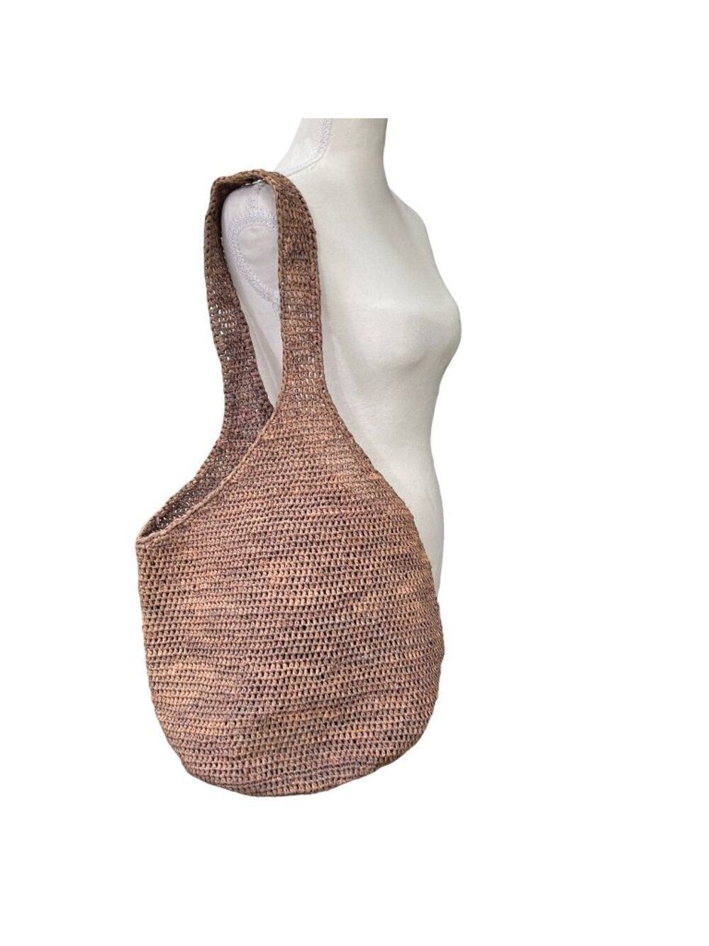 Helen Kaminski Australia Raffia Shoulder Bag Brown Handmade Woven Boho Tote